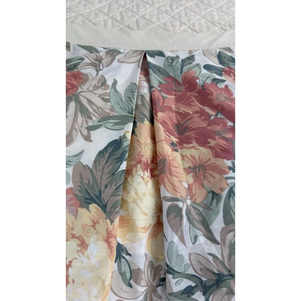 Croscill Biltmore Box Pleat Bedskirt Dust Ruffle Floral Green Rose Full 14